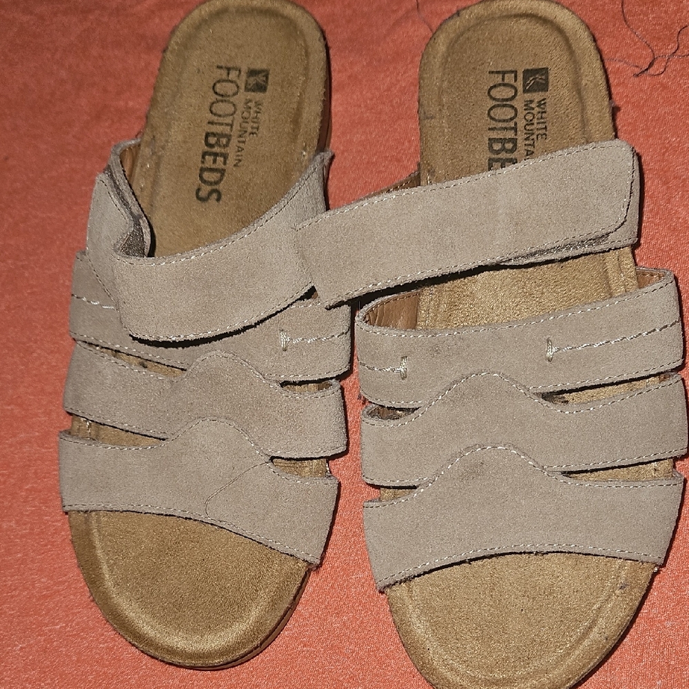 Tan Slip-On Sandals with Cork Footbed